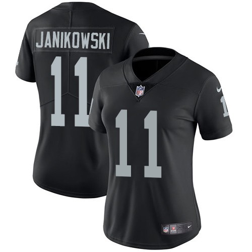 Women's Oakland Raiders #11 Sebastian Janikowski Black Vapor Untouchable Limited Stitched NFL Jersey(Run Small)
